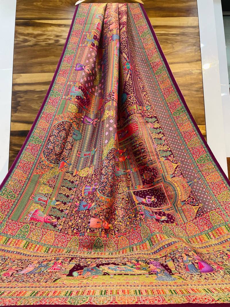 Multicolor viscose woven saree with zari work