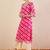 Pink women leheriya printed mirror work kurta