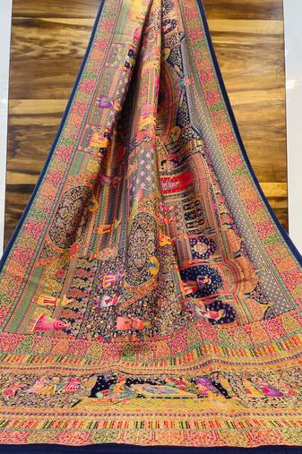 Multicolor viscose woven saree with zari work