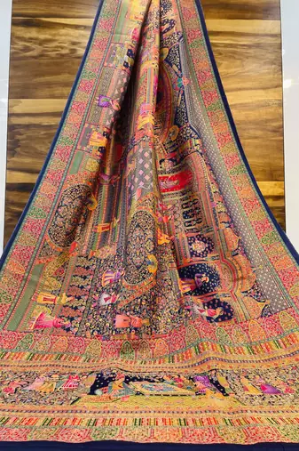 Multicolor viscose woven saree with zari work