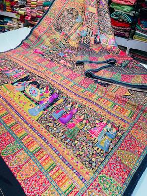 Multicolor viscose woven saree with zari work 2