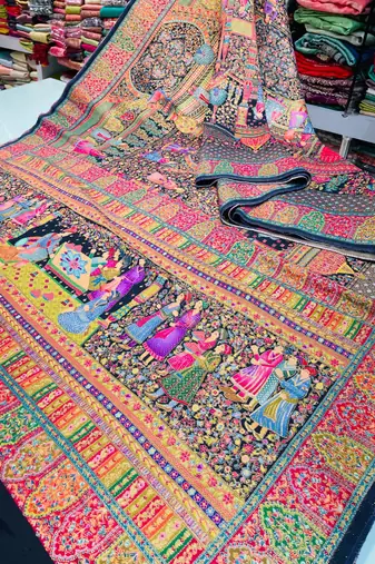 Multicolor viscose woven saree with zari work