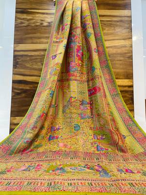 Multicolor viscose woven saree with zari work 1