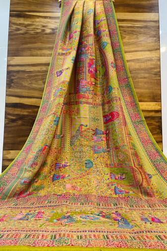Multicolor viscose woven saree with zari work