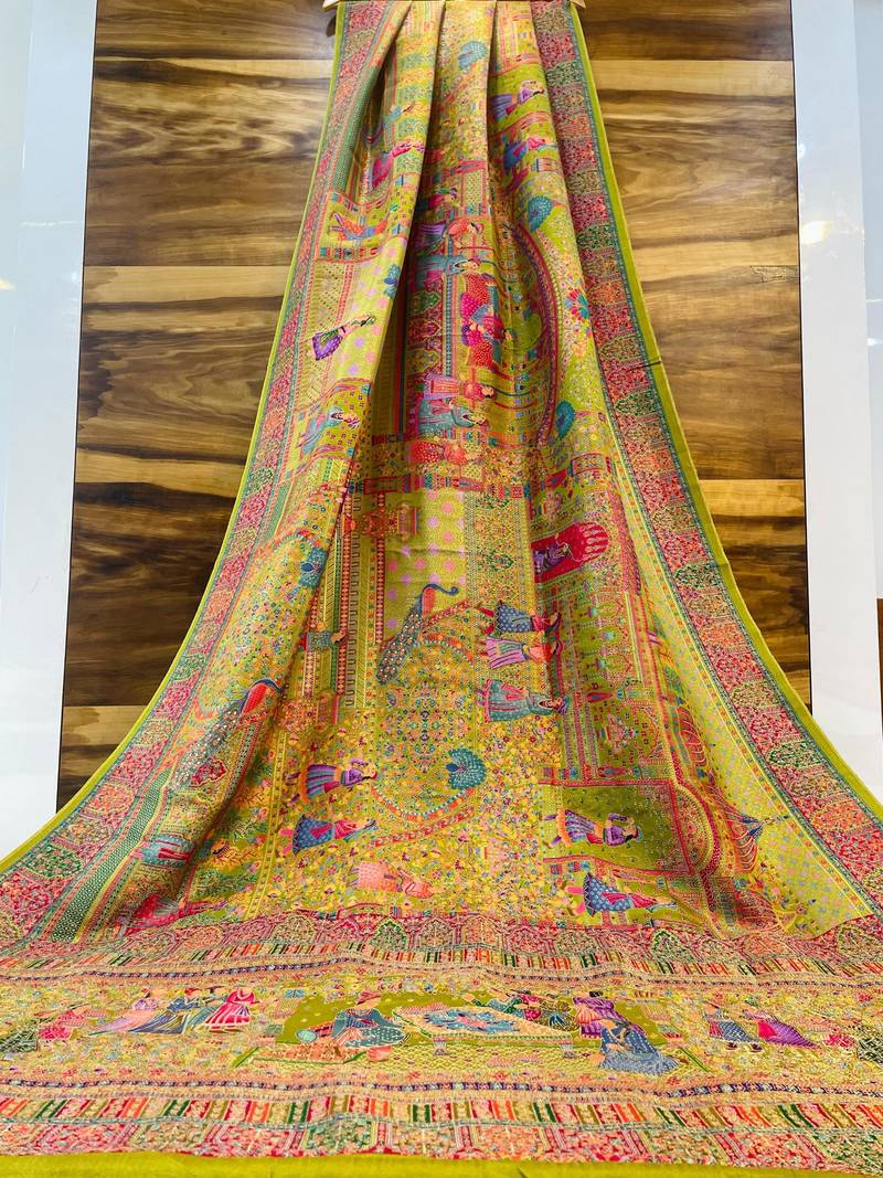 Multicolor viscose woven saree with zari work
