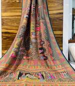 Multicolor viscose woven saree with zari work