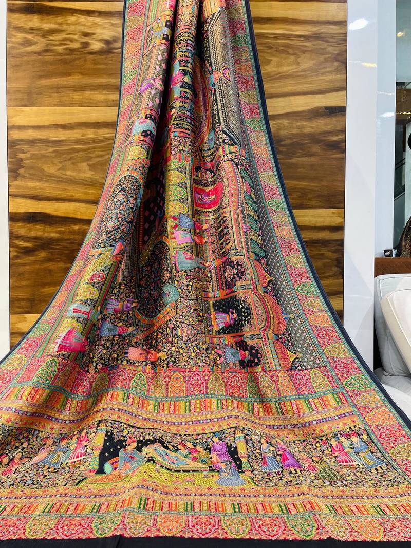 Multicolor viscose woven saree with zari work