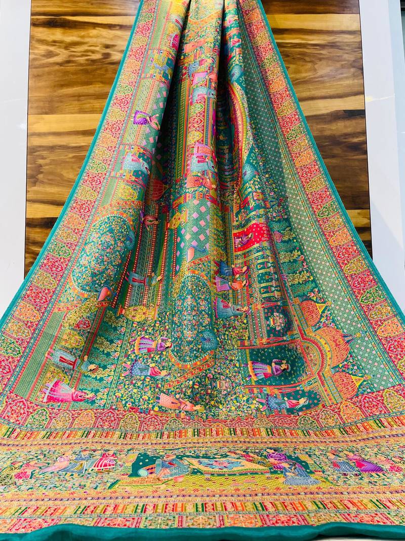 Multicolor viscose woven saree with zari work