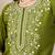 Green floral embroidered thread work round neck straight kurta