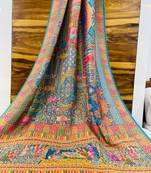 Multicolor viscose woven saree with zari work