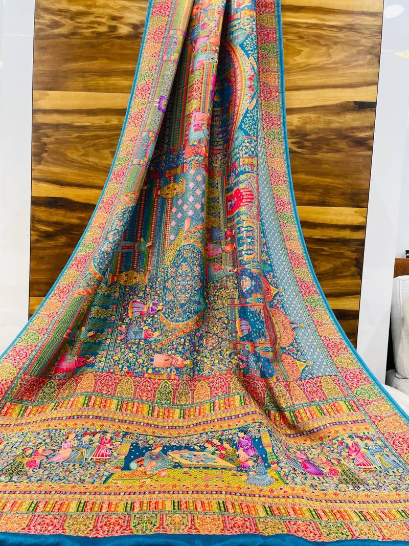Multicolor viscose woven saree with zari work
