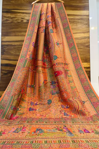 Multicolor viscose woven saree with zari work