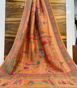 Multicolor viscose woven saree with zari work