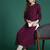 Burgundy floral embroidered thread work kurta