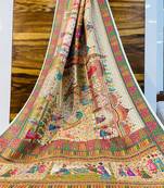 Multicolor viscose woven saree with zari work