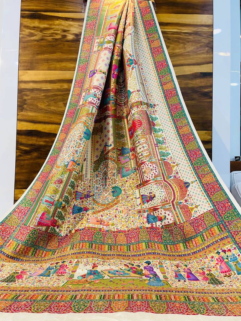 Multicolor viscose woven saree with zari work