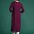 Burgundy floral embroidered thread work kurta