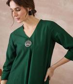 Green women regular liva kurta with trousers