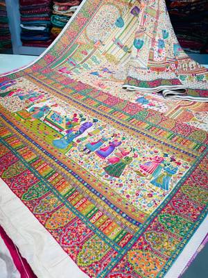 Multicolor viscose woven saree with zari work 2