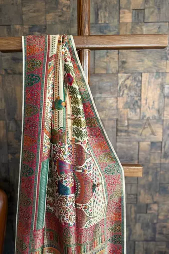 Multicolor viscose woven saree with zari work