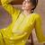 Yellow women ethnic motifs embroidered thread work kurta