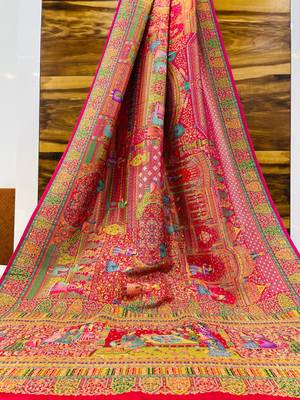 Multicolor viscose woven saree with zari work 1