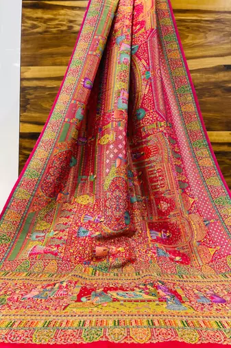 Multicolor viscose woven saree with zari work