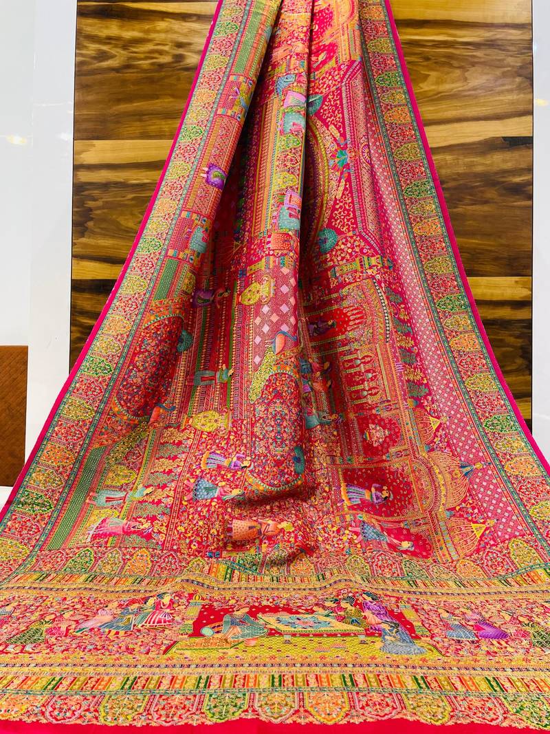 Multicolor viscose woven saree with zari work