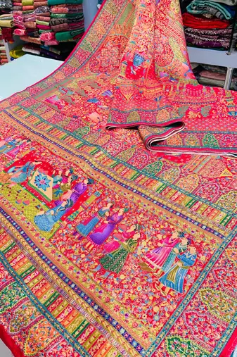 Multicolor viscose woven saree with zari work