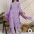Lavender women floral printed regular pure cotton kurta with trousers & with dupatta