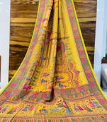 Multicolor viscose woven saree with zari work