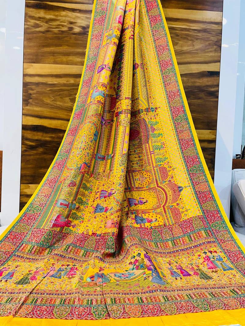 Multicolor viscose woven saree with zari work