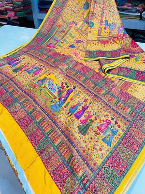 Multicolor viscose woven saree with zari work 2