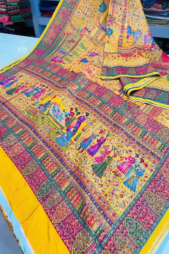 Multicolor viscose woven saree with zari work