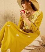 Yellow women floral kurta