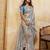 Sky blue soft silk blend saree with beads embroidery border