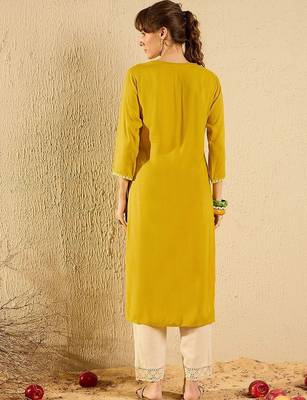 Yellow women floral kurta 4