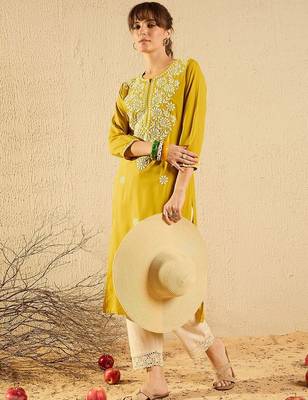 Yellow women floral kurta 1