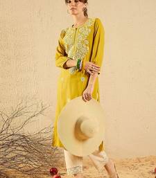 Yellow women floral kurta