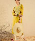 Yellow women floral kurta