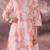 Pink floral printed v-neck straight cotton kurta
