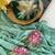 Sea green georgette printed saree with floral print