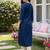 Blue women ethnic motifs embroidered thread work floral kurta