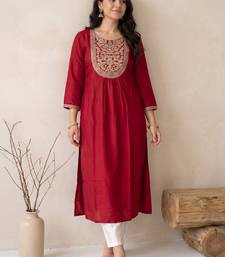 Maroon women embroidered gotta patti kurta