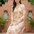 Cream women floral printed thread work floral kurta