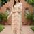 Cream women floral printed thread work floral kurta