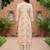 Cream women floral printed thread work floral kurta