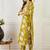 Mustard women floral printed cotton kurta with trousers
