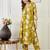 Mustard women floral printed cotton kurta with trousers