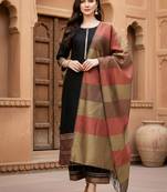 Black women ethnic motifs regular liva kurta with palazzos & with dupatta